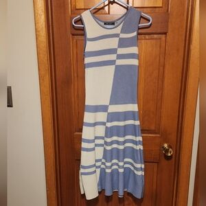 NIC+ZOE Asymmetrical Blue and White Sheath Dress